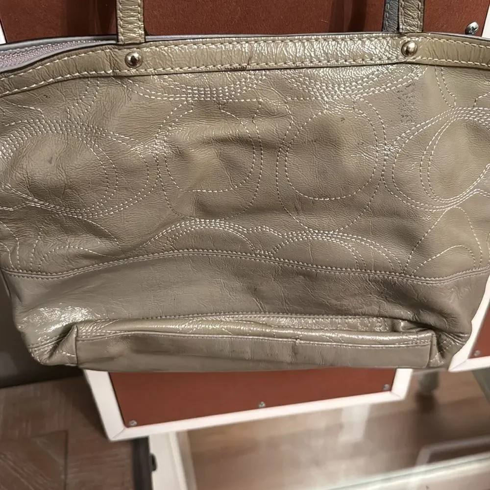 Coach Taupe Patent Leather Purse